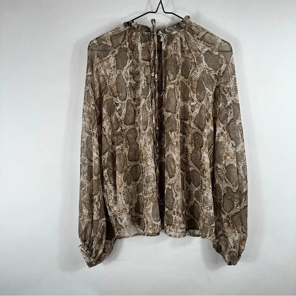 MANGO Women's Snake Print Blouse | Size 4 - Picture 3 of 12